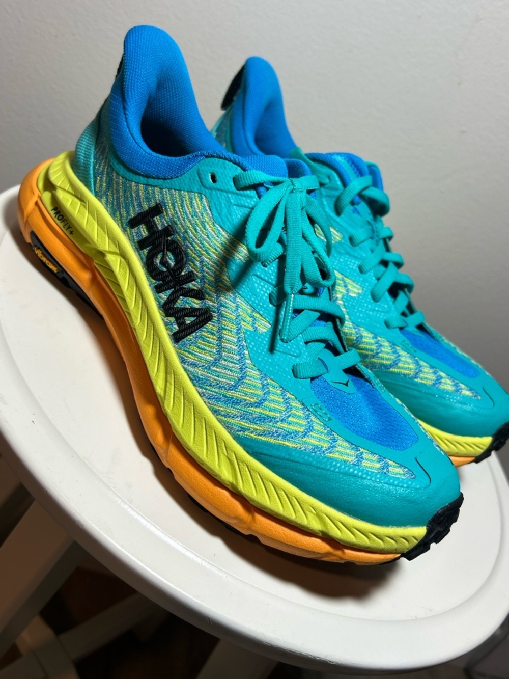 Hoka One One Teal & Yellow Running Shoes